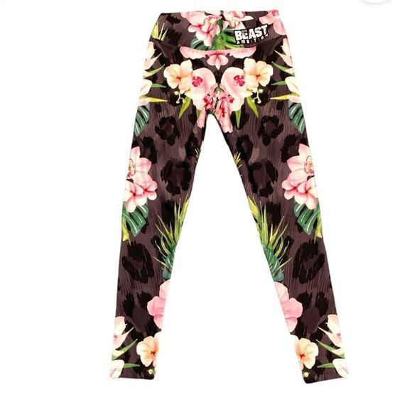 Beast Ambition Tropical Print Crossfit Leggings Size Medium - Picture 1 of 11